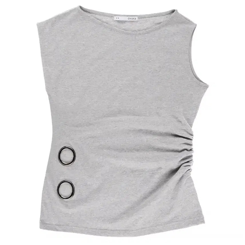 [BUNJANG] ONSKA EYELET LOOSE SLEEVELESS (MELANGE) / 온스카 onska EYELET LOOSE SLEEVELESS (MELANGE) 아일릿 모카 착용