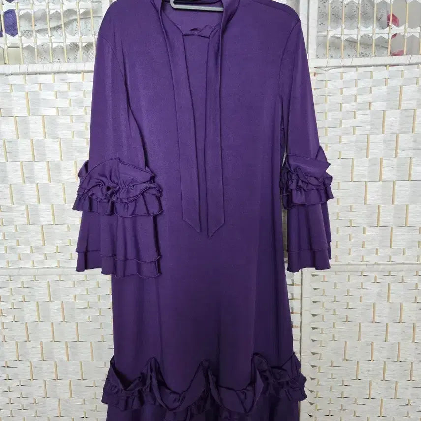 [BUNJANG] Purple Frill Long Dress / 보라색 프릴 원피스