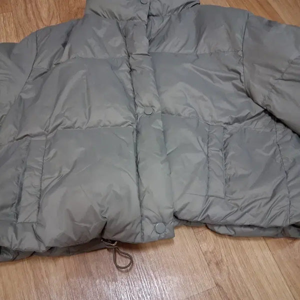[BUNJANG] Gray + Mint Short Padded Jacket / 그레이+민트 숏패딩