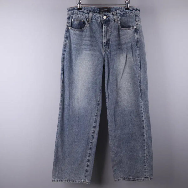 [BUNJANG] THE CROSS Washing Wide Denim Pants Light Blue (M) / THE CROSS 워싱 와이드 데님 팬츠 청바지 라이트 블루 (M) 5181
