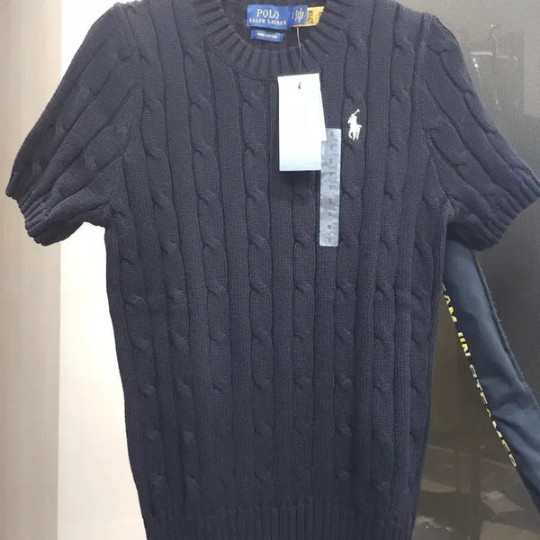 [BUNJANG] Polo Ralph Lauren Cable Knit Short Sleeve Pima Cotton Black S / 폴로 랄프로렌 케이블 니트 반팔