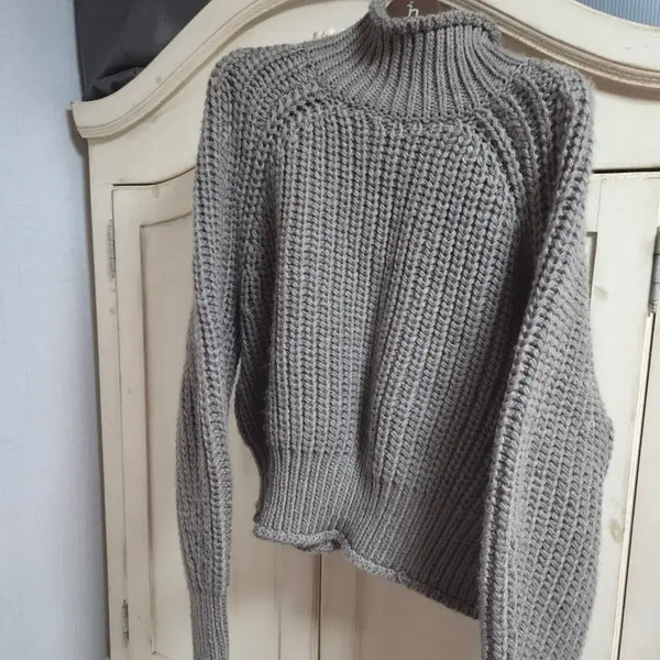 [BUNJANG] H&M High Neck Cropped Knit Brown L / 급처 H&M 브라운 하이넥 크롭 니트 L