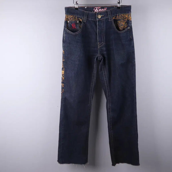 [BUNJANG] Kanji Embroidered Denim Pants / Kanji 자수 데님 팬츠 청바지 (34) 5188