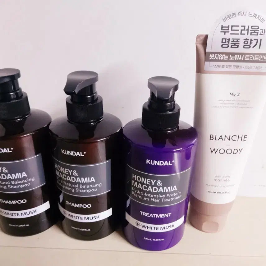 [BUNJANG] Kundal Honey & Macadamia Nature Shampoo & Treatment Bundle (White Musk) / 쿤달샴푸 트리트먼트500ml3개일괄 사은품증정