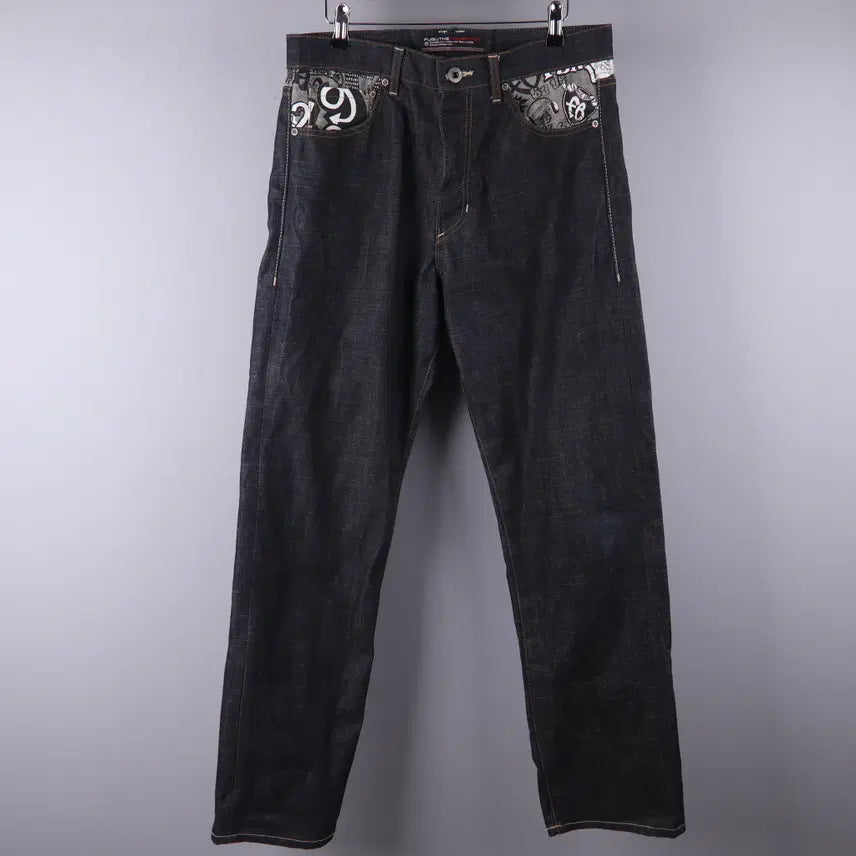 [BUNJANG] FUBU Printing Denim Pants / FUBU(푸부) 프린팅 데님 팬츠 청바지 (82-97) 5196