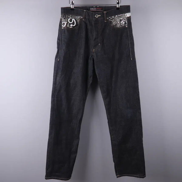 [BUNJANG] FUBU Printing Denim Pants / FUBU(푸부) 프린팅 데님 팬츠 청바지 (82-97) 5196