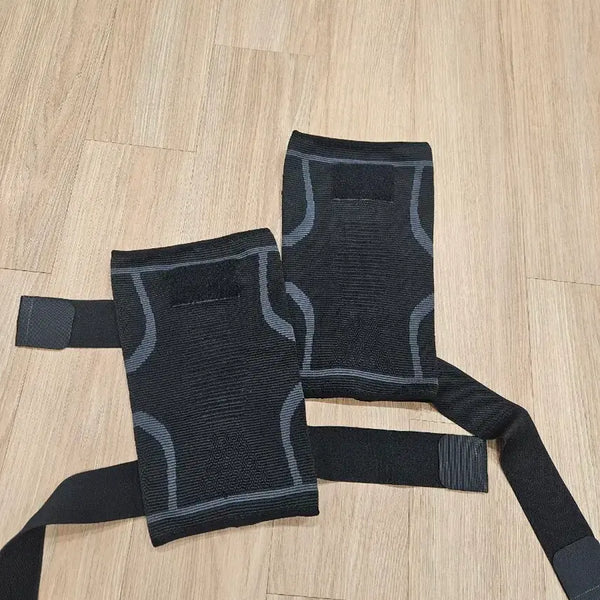 [BUNJANG] Black Velcro Strap Knee Brace (Pair) / (새상품) 블랙 벨크로 스트랩 무릎 보호대 (2개)