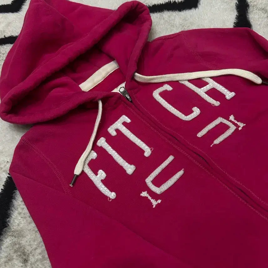 [BUNJANG] Abercrombie & Fitch Spellout Zip-Up Hoodie Pink XS / [XS]아베크롬비 스펠아웃 후드집업/핑크