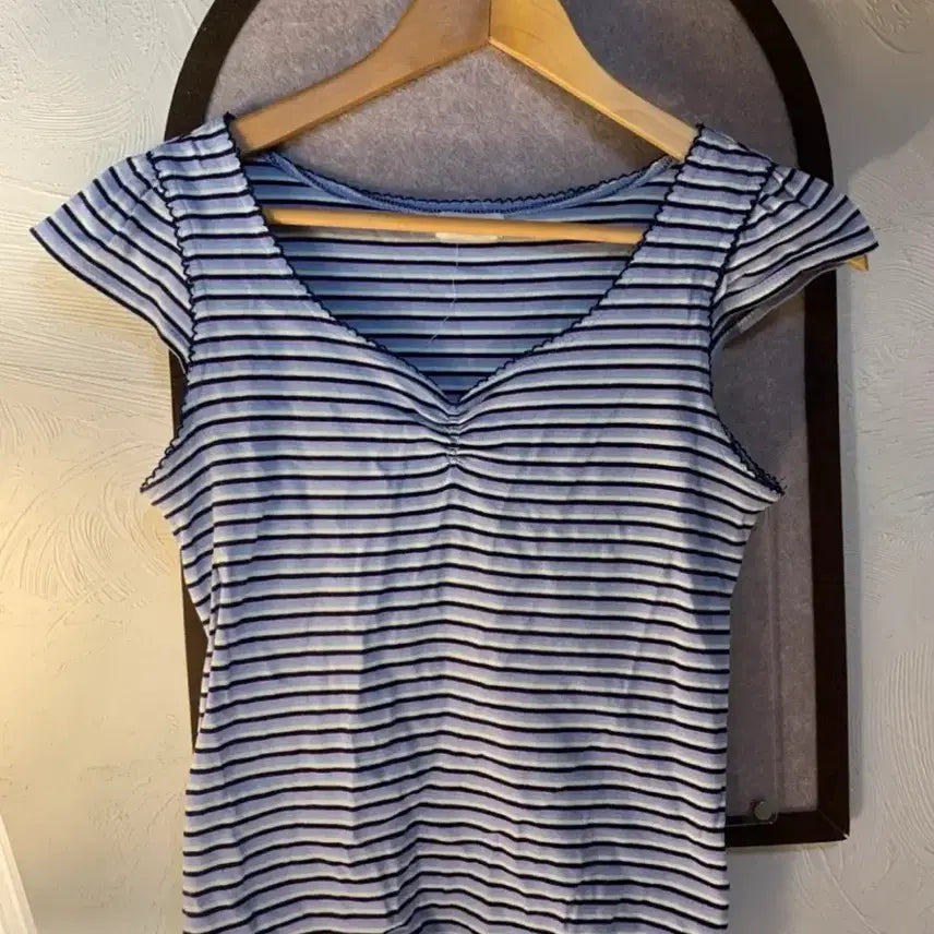 [BUNJANG] Stripe Cap Sleeve Sleeveless Top / 스트라이프 캡소매 슬리브리스