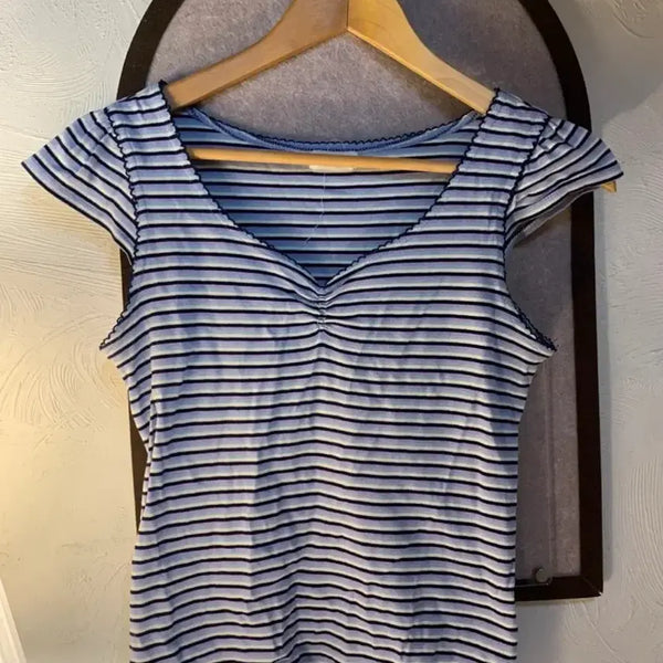 [BUNJANG] Stripe Cap Sleeve Sleeveless Top / 스트라이프 캡소매 슬리브리스
