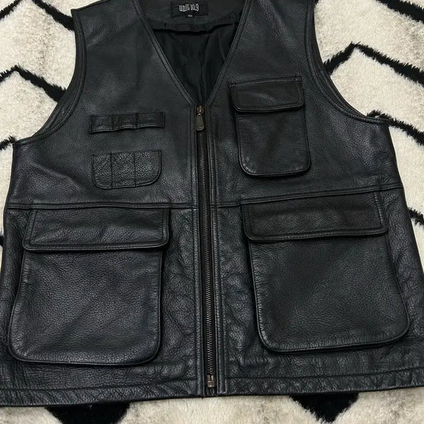 [BUNJANG] W Vintage Genuine Leather Multi-Pocket Vest / [L]빈티지 멀티 포켓 베스트/소가죽
