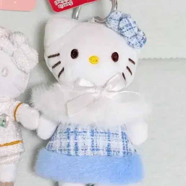 [BUNJANG] Hello Kitty Blue Tweed Long-Legged Kitty Plush Keychain / 헬로키티 블루 트위드 롱다리키티 인형키링