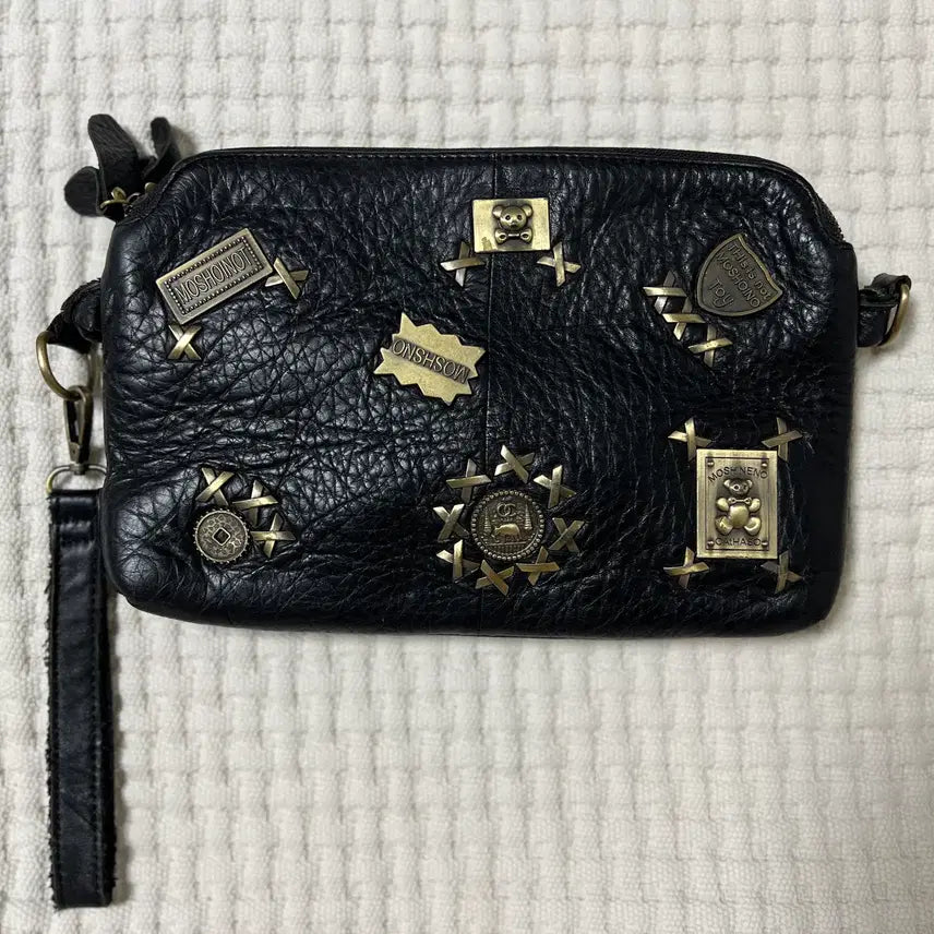 [BUNJANG] Moschino Vintage Black Leather Shoulder Bag / 모스키노 빈티지 블랙
