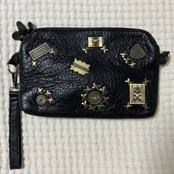[BUNJANG] Moschino Vintage Black Leather Shoulder Bag / 모스키노 빈티지 블랙