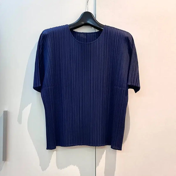 [BUNJANG] Pleats Please Navy Short Sleeve Top Size 3 / 플리츠플리즈 탑 네이비 (3)