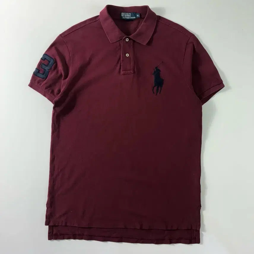[BUNJANG] Polo Ralph Lauren Big Pony Cotton Burgundy Collar Short Sleeve T-Shirt XL / Polo  폴로 랄프로렌 빅포니 코튼 버건디 카라 반팔티셔츠