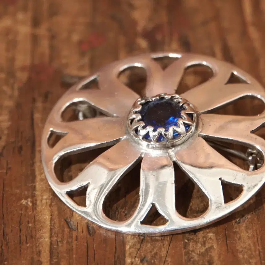 [BUNJANG] Antique Sterling Silver Sapphire Brooch / 엔틱 스털링 실버 사파이어 브로치