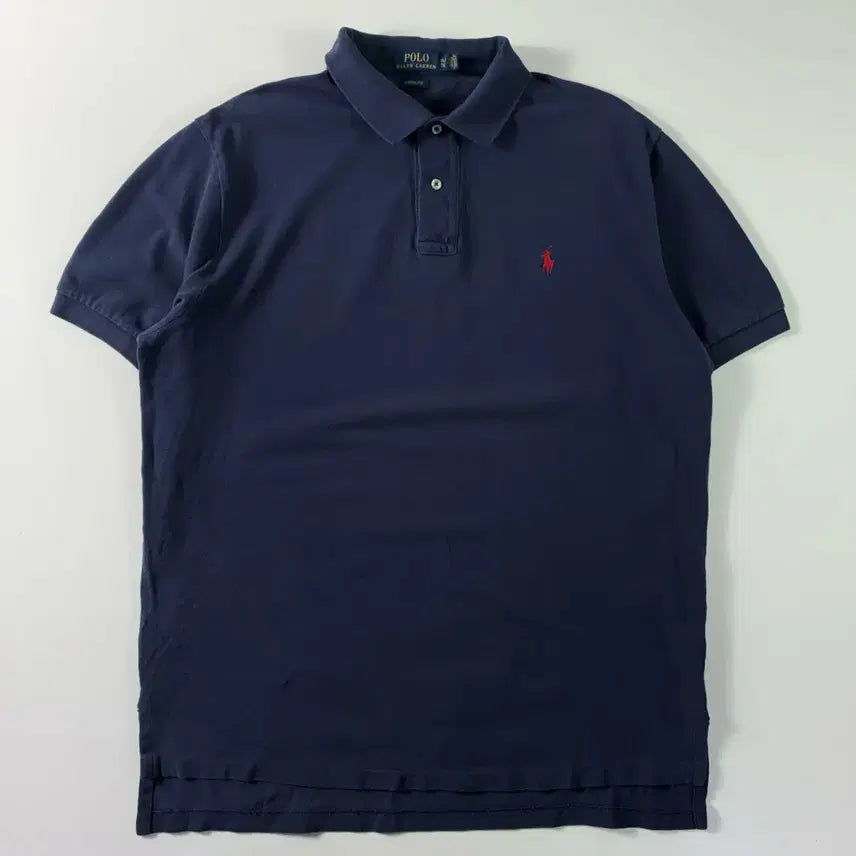 [BUNJANG] Polo Ralph Lauren Embroidered Cotton Navy Collar Short-Sleeve T-Shirt / Polo  폴로 랄프로렌 자수 코튼 네이비 카라 반팔티셔츠