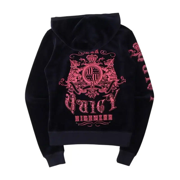 [BUNJANG] Juicy Couture Velvet Pink Logo Slim Hoodie Zip-up / 쥬시꾸뛰르 벨벳 핑크로고 슬림 후드집업