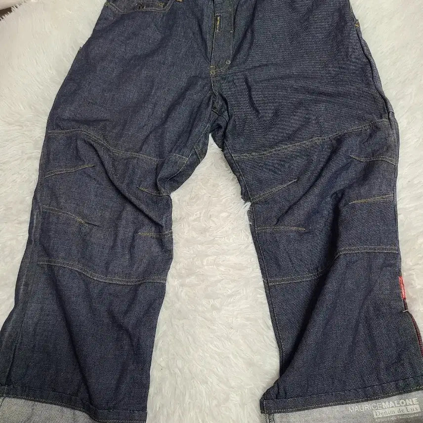 [BUNJANG] Morris Malone Rolled-Up Washed Denim Jeans / 모리스 말론 청바지 롤업 워싱 데님