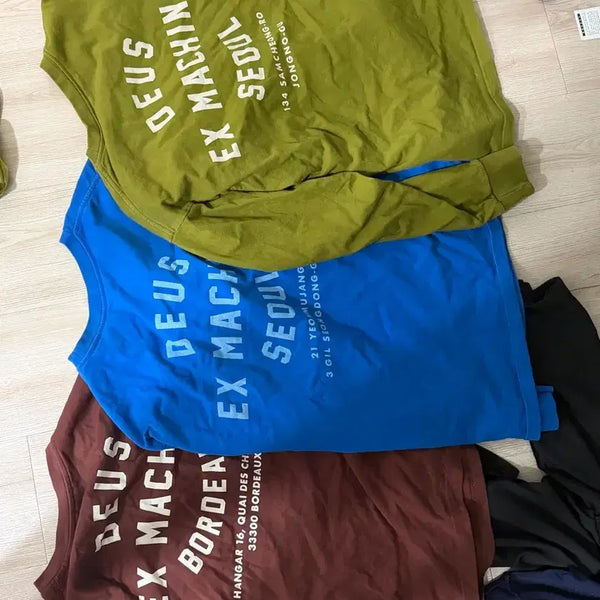[BUNJANG] Deus Ex Machina Long Sleeve T-Shirt Set (Seoul, Bordeaux, Blue) / 데우스 엑스 마키나 긴팔티 서울/보르도/블루 3종