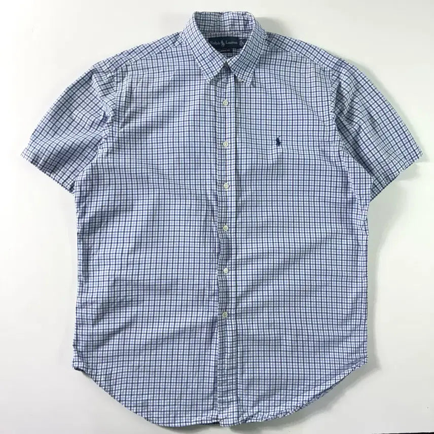 [BUNJANG] Polo Ralph Lauren Embroidered Cotton Check Short Sleeve Shirt / Polo  폴로 랄프로렌 자수 코튼 체크 반팔셔츠