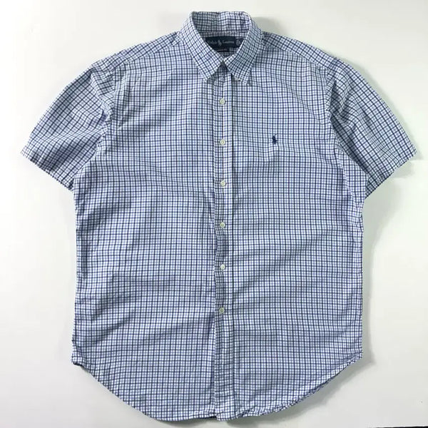 [BUNJANG] Polo Ralph Lauren Embroidered Cotton Check Short Sleeve Shirt / Polo  폴로 랄프로렌 자수 코튼 체크 반팔셔츠