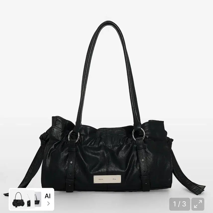 [BUNJANG] Matinkim Shirring Tie Buckle Shoulder Bag Black / 마땡킴 1번 착용
