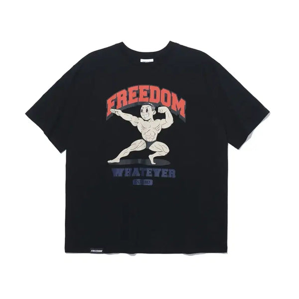 [BUNJANG] Freedom Biceps Men's Printed T-Shirt Black (4XL) / 프리덤 바이셉스 맨 프린팅 티셔츠 블랙(4XL)