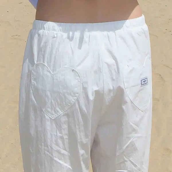 [BUNJANG] Ronron Heart Stitch Pocket Banding Pants / 론론 하트 스티치 포켓 밴딩 팬츠
