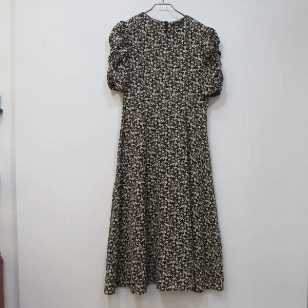 [BUNJANG] SOOS Shirring Puff Sleeve Flower Long Dress / SOOS 수스 셔링 퍼프소매 플라워 롱원피스