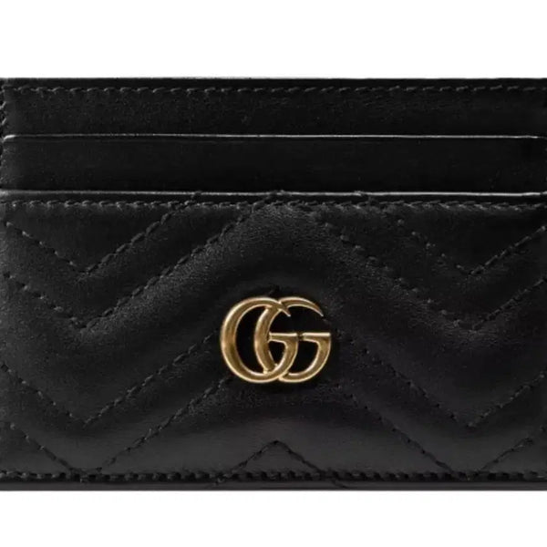 [BUNJANG] Gucci Women's Quilted Cardholder Black Gold Logo / 구찌 여성 카드지갑
