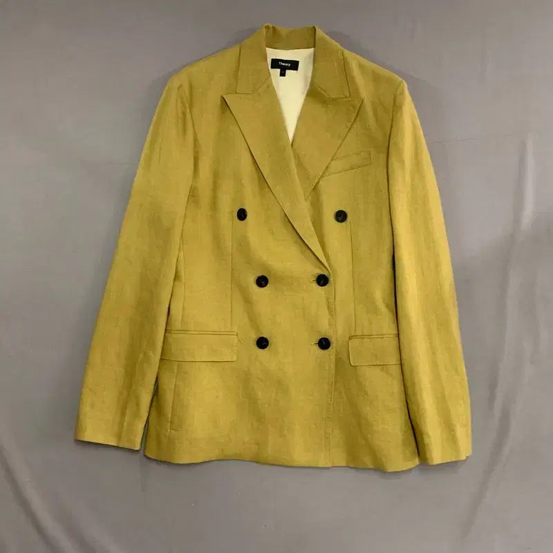 [BUNJANG] Theory 100% Linen Double Button Blazer Jacket / 2 THEORY 띠어리 린넨 100 더블 버튼 블레이저 자켓
