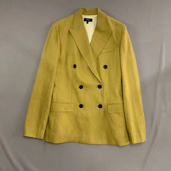 [BUNJANG] Theory 100% Linen Double Button Blazer Jacket / 2 THEORY 띠어리 린넨 100 더블 버튼 블레이저 자켓