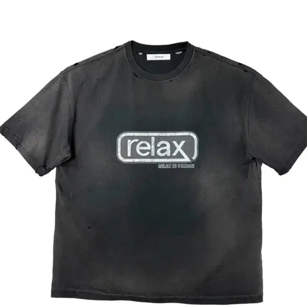 [BUNJANG] Nonode Relax Stone Washed Short Sleeve T-Shirt Black Size 2 / 논노드 릴렉스 스톤 워싱 반팔티 블랙 2사이즈