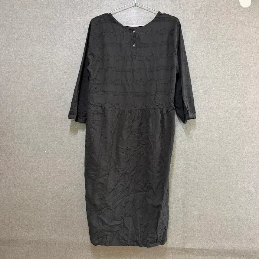 [BUNJANG] F Embroidered Long Dress Black BO2378 / F 여성 자수 롱 원피스 블랙 BO2378