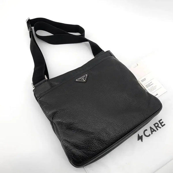 [BUNJANG] Prada Vitello Triangle Logo Messenger Crossbody Bag / [당일출고] 프라다 비텔로 삼각로고 메신저백 크로스백 2vh019
