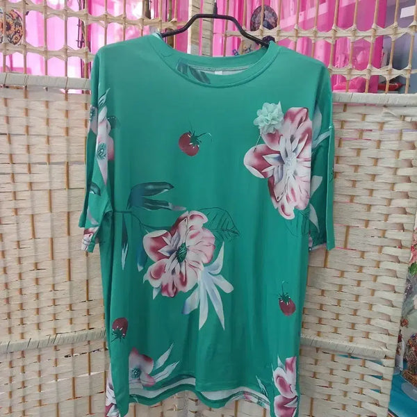 [BUNJANG] Cotton T-shirt and Flower Brooch Set / 면티와 꽃브로치 세트