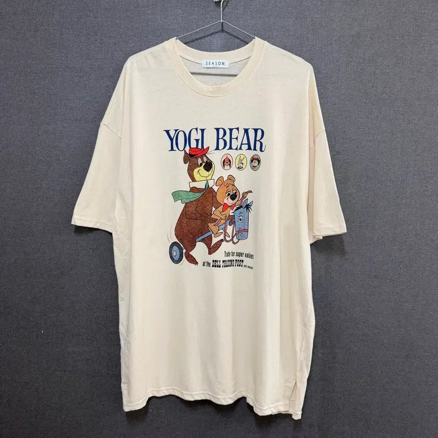 [BUNJANG] F Women's Oversized Fit Printed Short Sleeve T-Shirt - Ivory / F 여성 오버핏 프린팅 반팔 티셔츠 아이보리 BO2380