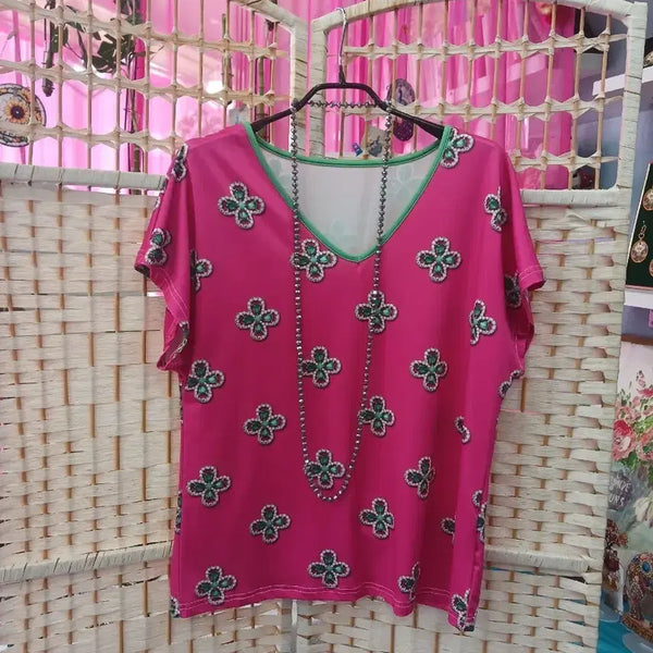 [BUNJANG] Short Sleeve T-Shirt and Long Necklace Set / 반팔티와 롱목걸이 세트