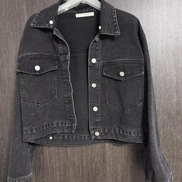 [BUNJANG] Pink Pig Denim Jacket Black / 핑크피그 청자켓 데님자켓 블랙 흑청