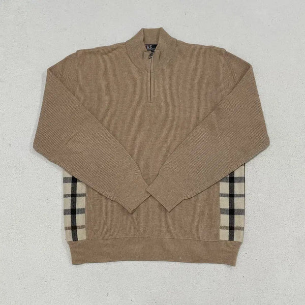[BUNJANG] Daks House Check Color Block Half-Zip Knit XL / XL 닥스 하우스체크 배색 반집업 니트 0714