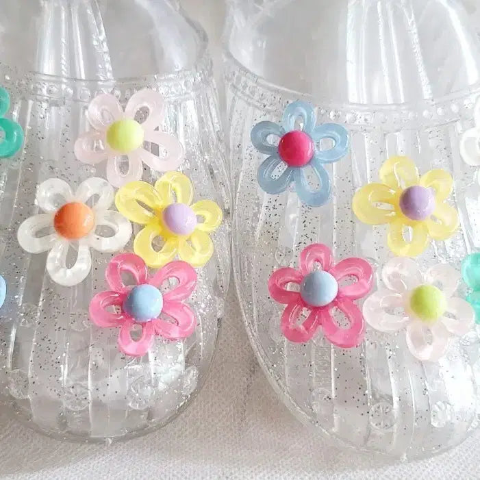 [BUNJANG] Clear Flower Embellished Jelly Sandals / 투명 꽃 장식 젤리 슈즈