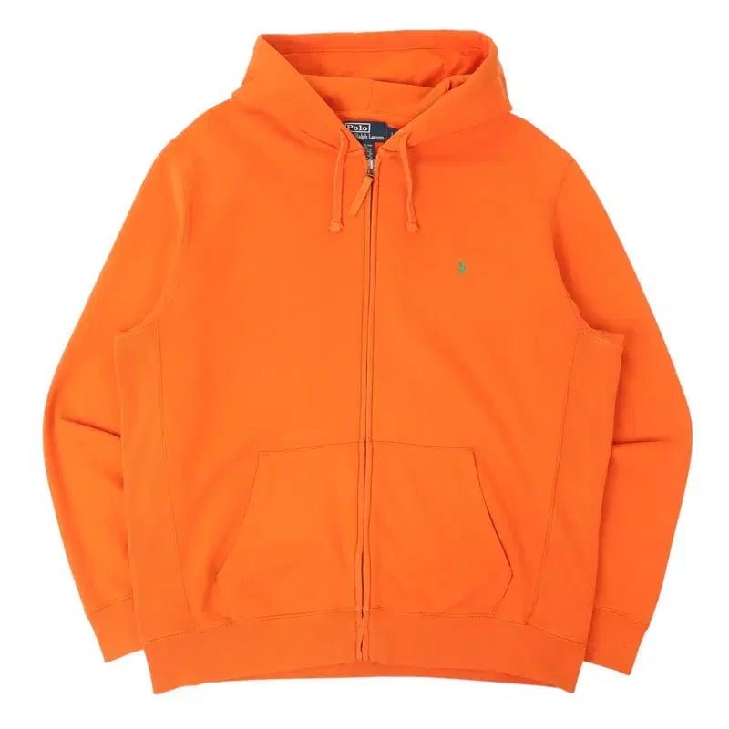 [BUNJANG] Polo Ralph Lauren Orange Cotton Basic Hoodie Zip-Up / 폴로 랄프로렌 오렌지 코튼 베이직 후드집업