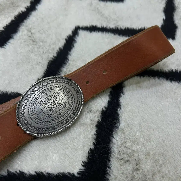 [BUNJANG] W Vintage Western Leather Belt / 빈티지 웨스턴 가죽 벨트