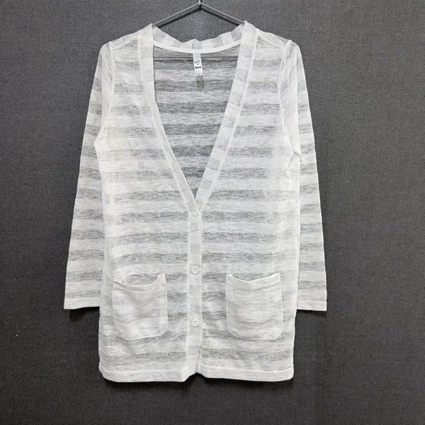 [BUNJANG] Alice&blue Women's White Stripe Long Cardigan / Alice&blue 여성 s 화이트 스트라이프 롱 가디건 BO2381