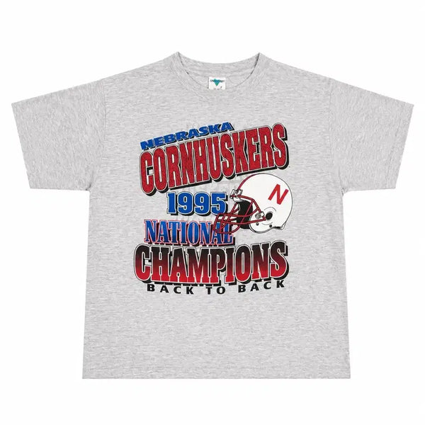 [BUNJANG] 1995 Nebraska Cornhuskers 'Back to Back' Championship Commemorative T-Shirt / 90년대 네브래스카 콘하스커스 1995 전미 챔피언십 우승 기념 티셔츠