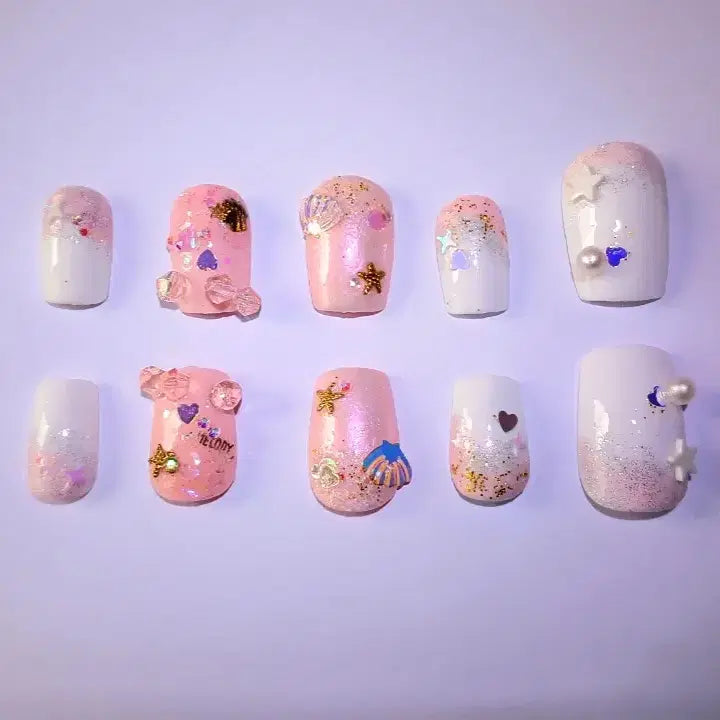 [BUNJANG] Handmade Nail Tips - Pink Beach / 수제네일팁-Pink Beach(핑크 비치)