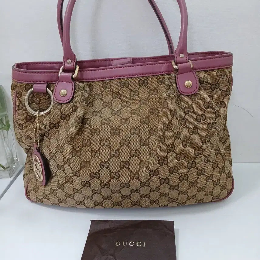 [BUNJANG] Gucci GG Canvas Shoulder Bag Pink / 구찌 GG 캔버스 숄더백 핑크