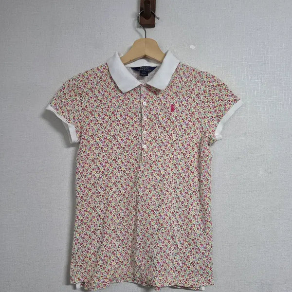 [BUNJANG] Polo Ralph Lauren Women's Flower Short Sleeve Polo Shirt Size 12-14 / 폴로랄프로렌 여성 플라워 반팔 카라티 12-14